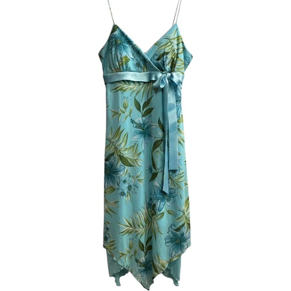 Vintage Studio Y Y2K Dress 15 Blue Floral‎ Mesh Babydoll Asymmetrical Fairy Hoco